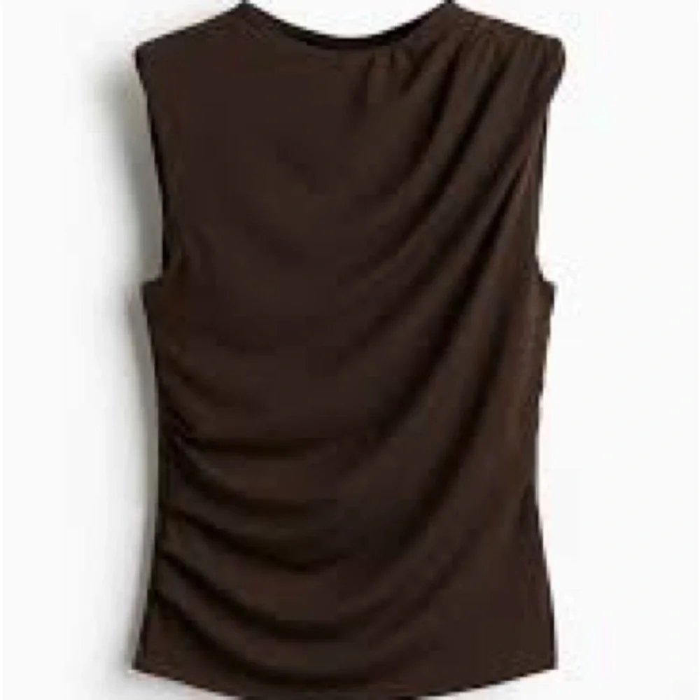 H&M Brown Sleeveless Draped-Back Tank Top